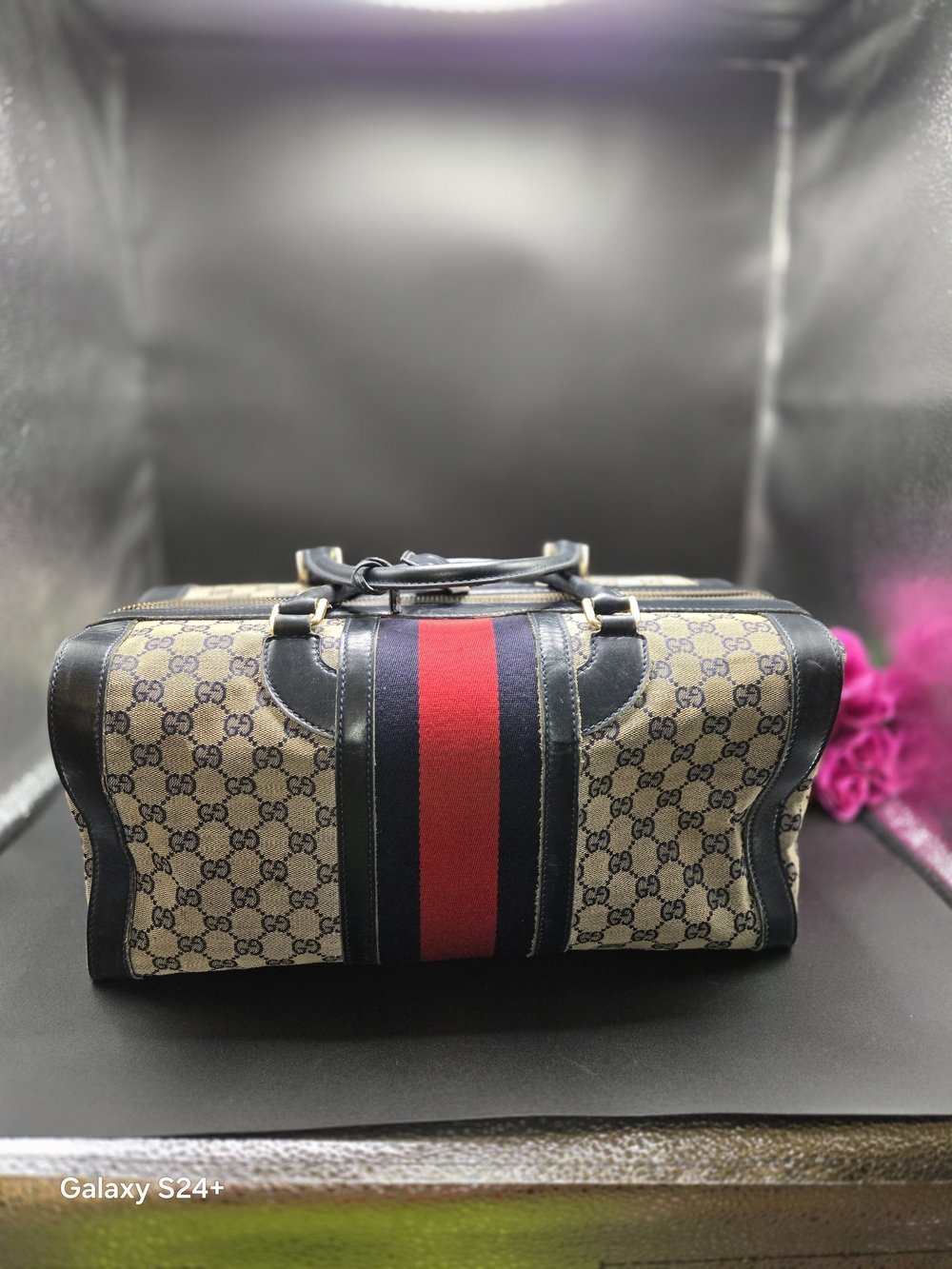 Gucci Vintage GG Supreme Sherry Line Boston Bag